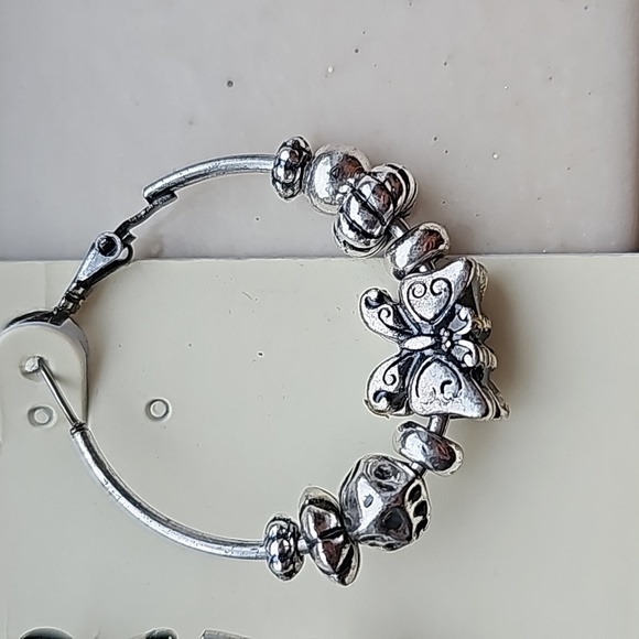 Butterfly Bead Hoop Earrings - Picture 2 of 3